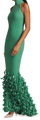 Catherine Regehr Spiral-Embellished Halter Neck Gown