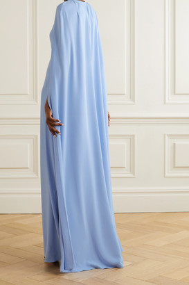 Marchesa Notte Cape-effect Cutout Crepe Gown - Sky blue
