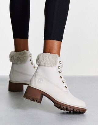 Timberland Kinsley 6 inch heeled boots in white - ShopStyle