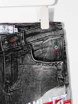 Thumbnail for your product : Philipp Plein Junior Logo Skull Print Straight-Leg Jeans