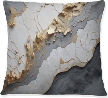 Minimalism White Gold Potteries - Abstract Spirals Printed Throw Pillow
