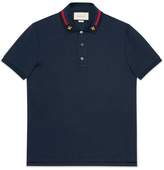 Thumbnail for your product : Gucci Cotton polo with Web and bee