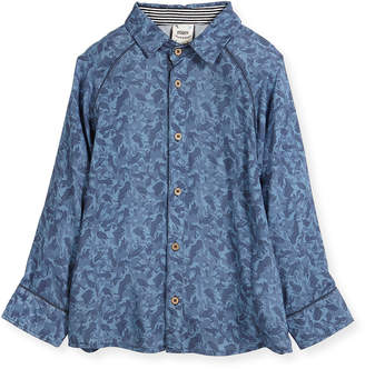 Fore Paisley Wave Printed Button-Down Shirt, Size 2-8