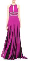 Thumbnail for your product : Badgley Mischka Collection Couture Silk Halter Gown with Lace Pleats