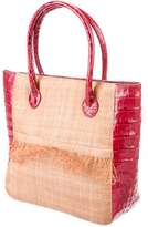 Thumbnail for your product : Nancy Gonzalez Crocodile-Trimmed Canvas Tote