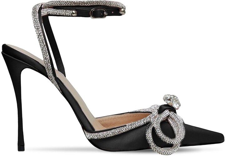 black heels with bow on front