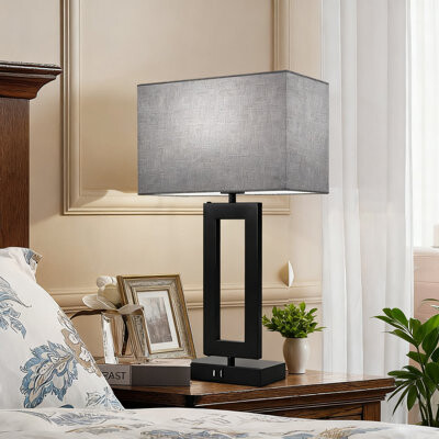 Latitude Run Set Of 2 Touch Control Table Lamps With USB Charging Ports 3-Way Dimmable LED Desk Lamps With Fabric Shade For Bedroom Nightstand Living Room Office