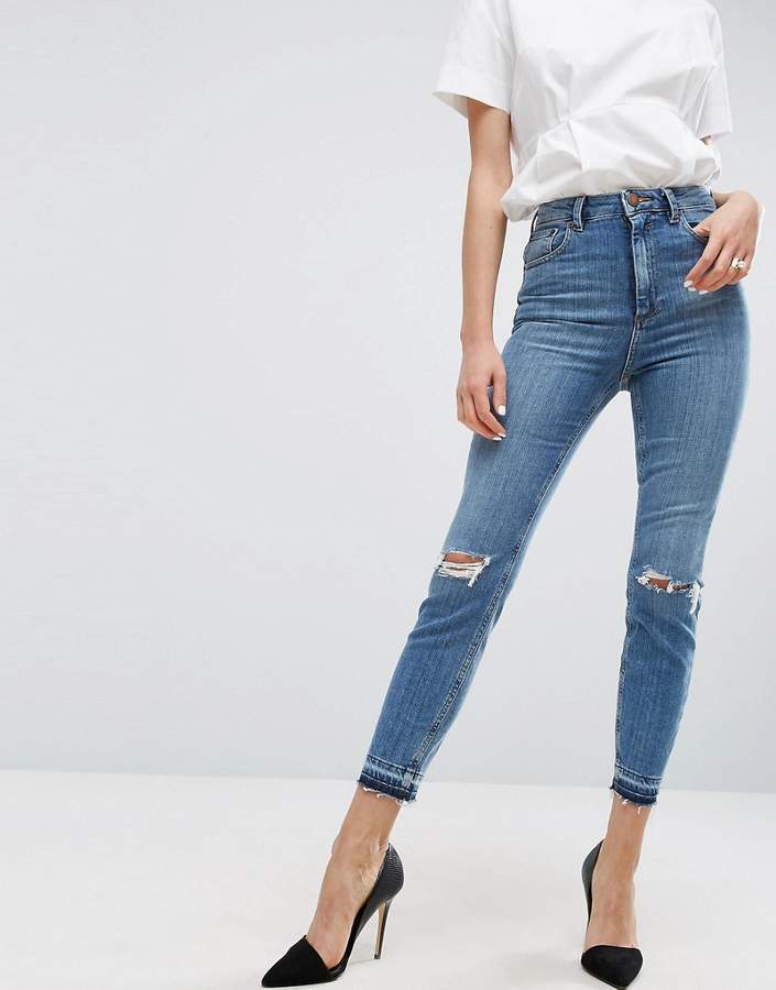 Asos Petite Blue Ripped Skinny Jeans New Look Petite Ripped Skinny