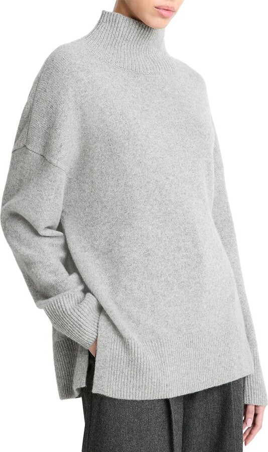 Vince Dropped-Shoulder Turtleneck Wool & Cashmere-Blend Top
