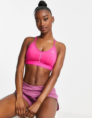 Nike Training Swoosh Dri-FIT light support sports bra in fireberry pink