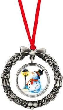 JFK Half Dollar Wreath Ornament With Colorized Snowman Coin By American Coin Treasures