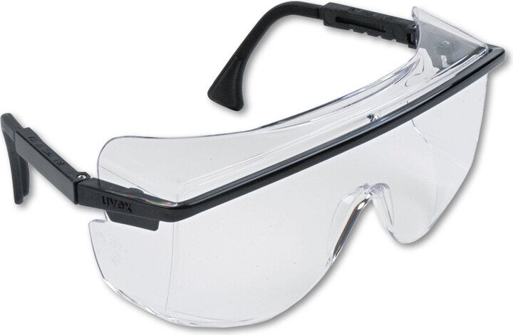 Honeywell Astro Otg 3001 Wraparound Safety Glasses, Black Plastic Frame, Clear Lens