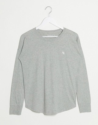 Abercrombie & Fitch long sleeve text logo top in grey