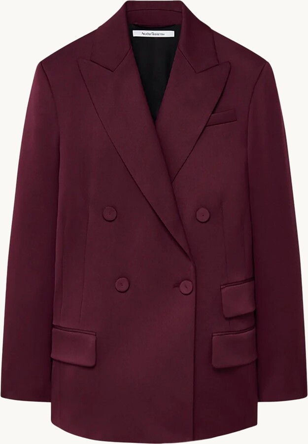 ANOTHER TOMORROW Relaxed Double-breasted Jacket Plum 36