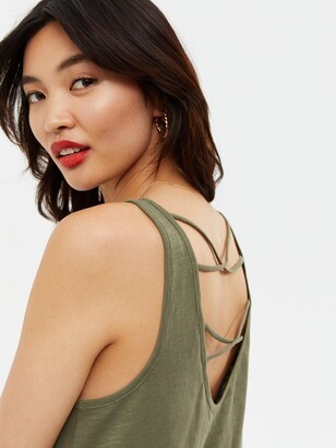 New Look Longline Vest With Back Detail - Green