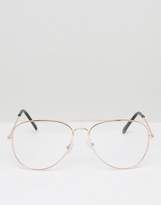 Thumbnail for your product : Jeepers Peepers clear lens aviator in rose gold frame
