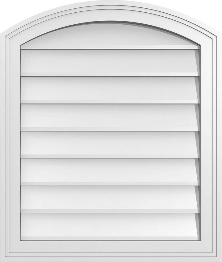 22" x 26" Arch Top Surface Mount PVC Gable Vent: Functional with Brickmould Frame