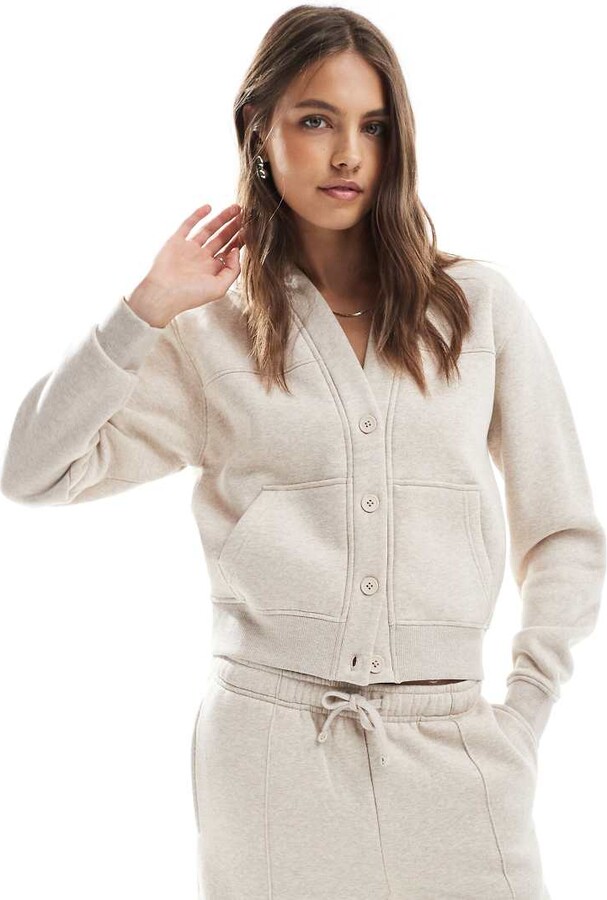 Threadbare jersey button up cardigan in oat - part of a set