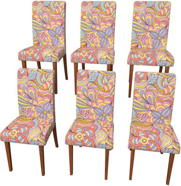 East Urban Home Stretch Dining Chair Covers Soft Removable Washable Slipcovers Set Of 6 (Orange)