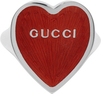 Gucci Silver & Red Heart Ring