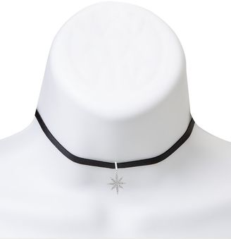 Giani Bernini Cubic Zirconia Faux Leather Star Choker Necklace in Sterling Silver, Created for Macy's