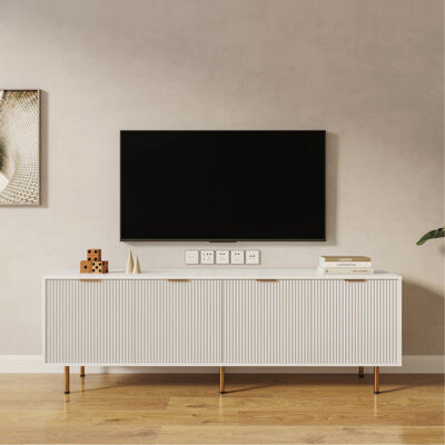 17 Stories Modern Warm TV Cabinet For 80 Inch TV Stands, For Living Room Bedroom