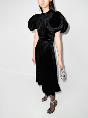 Rotate by Birger Christensen Noon puff-sleeve velvet-effect dress
