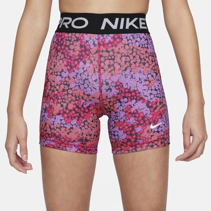 Nike Pro Dri-FIT Big Kids' (Girls') 3 Printed Shorts in Pink