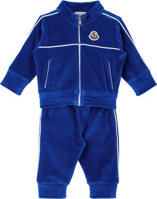 Moncler Enfant Baby Blue Velour Two-Piece Sweatsuit Set