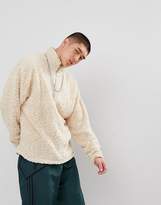 Thumbnail for your product : ASOS Oversized Sweatshirt In Borg With Half Zip Track And Ring Pull