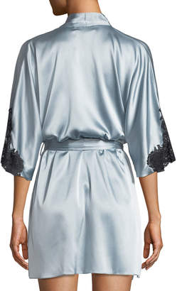 Christine Lingerie Flutter 3/4-Sleeve Charmeuse Robe