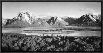 Vault W Artwork 'Mt. Moran and Jackson Lake from Signal Hill Grand Teton National Park Wyoming 1941' by Ansel Adams Framed Photographic Print on Canvas