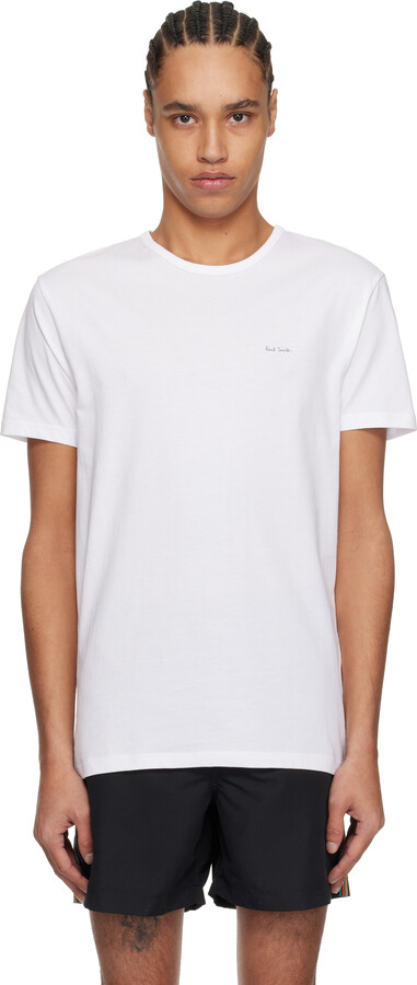 Paul Smith Three-Pack White Organic Cotton Logo Lounge T-shirts