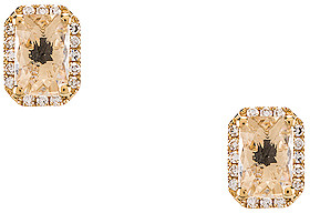Ef Collection White Diamond & White Topaz Emerald Cut Stud Earrings