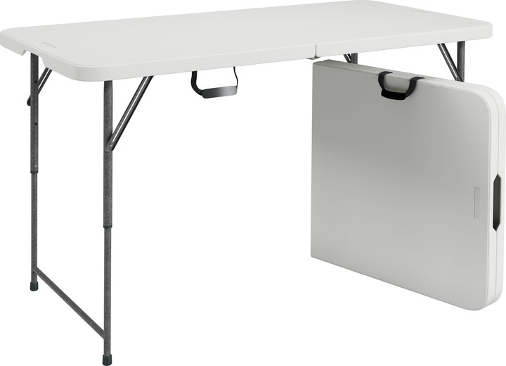 Techni Home 4 ft Adjustable Height Granite White Folding Table with Easy-Carry Handle RTA-04FLT-WHT