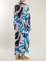 Thumbnail for your product : Kalmar - Point-collar Palm-print Silk Crepe De Chine Kaftan - Womens - White Multi