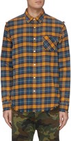 Thumbnail for your product : R 13 Distressed seam check plaid shirt