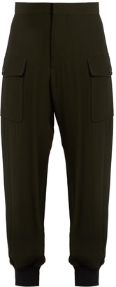Marni Contrast-cuff crepe cargo trousers