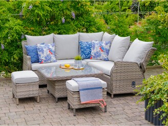 LG Outdoor Lyon Compact 6-Seater Garden Dining Table & Corner Sofa Set,  Natural - ShopStyle