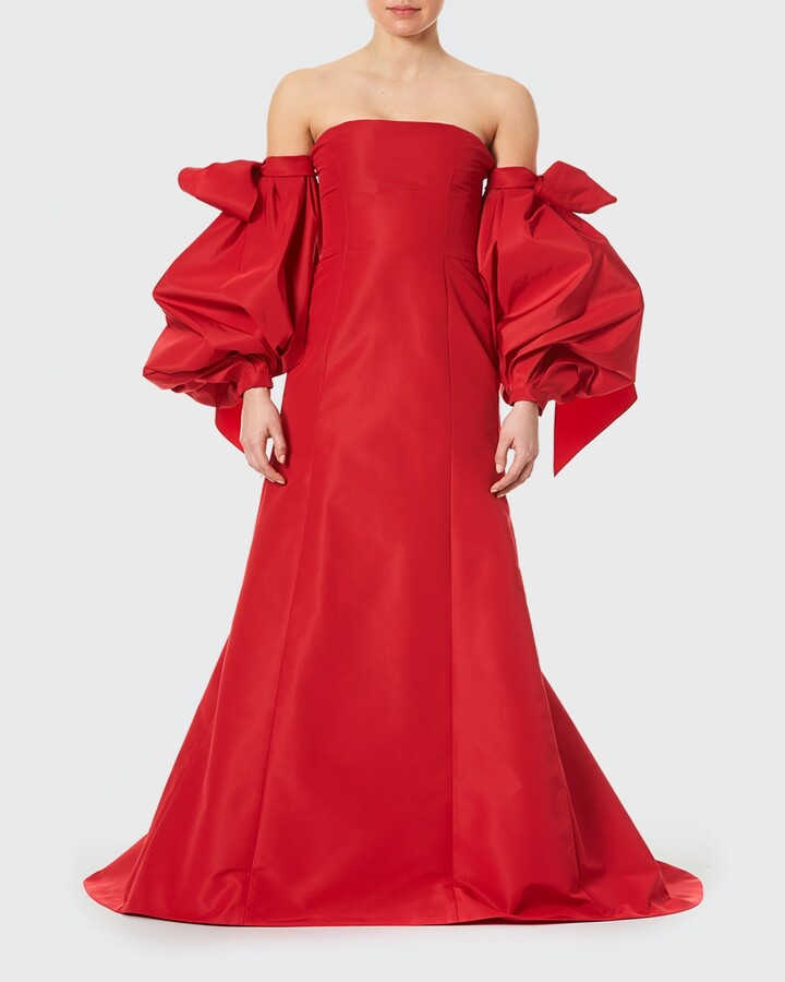 red silk gown