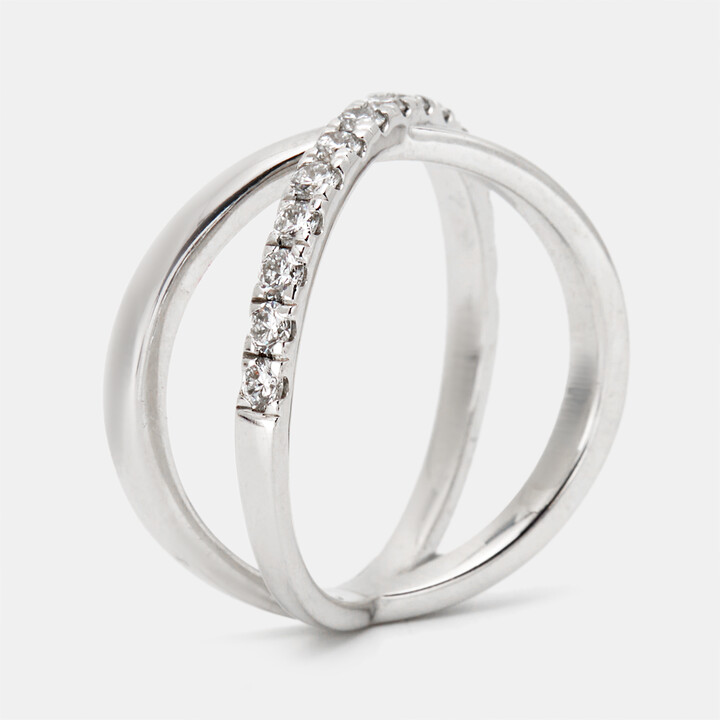 The Diamond Edit 0.65 cts Round Brilliant Lab Grown Diamond 18k White Gold Ring Size 52