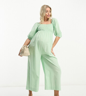 ASOS DESIGN Maternity exclusive pleated midi dress with kimono sleeve and  tie waist in forest green