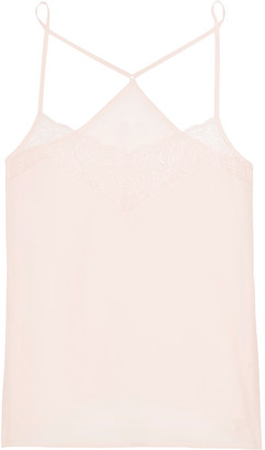 Hanro Ginevra Leavers Lace-trimmed Silk Crepe De Chine Camisole - Pastel pink