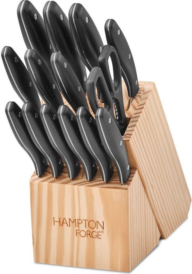 Hampton Forge Rochester 15-Piece Stainless Steel Full Tang Triple Rivets Knife Block Set