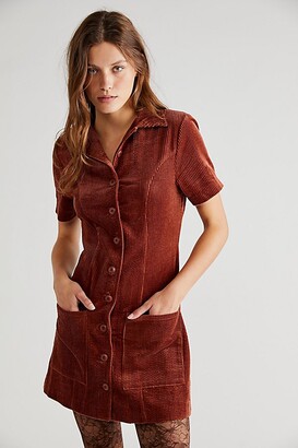 Womens Clothing Dresses Mini and short dresses Free People Christi Shirtdress in Washed Maroon Red 