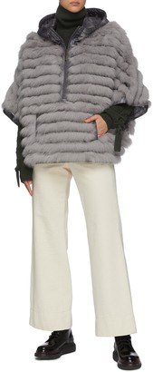 Gemmi Reversible fox fur oversized hooded poncho
