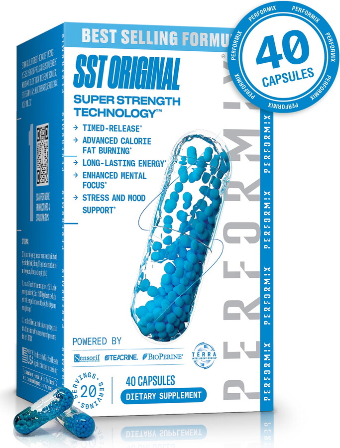 Performix SST Original Formula Energy Supplement, Timed Release Energy, Vitamin B-12, Caffeine 40 Liquid Capsules