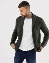Thumbnail for your product : ASOS DESIGN ribbed shawl cardigan in charcoal
