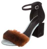 Thumbnail for your product : Alexander Wang Fox Fur-Trimmed Ankle Strap Sandals