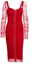 Thumbnail for your product : Dolce & Gabbana Ruched Tulle Long Sleeve Lace-Up Dress